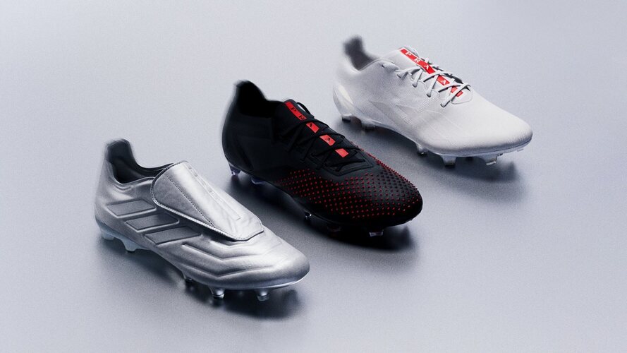 Las tres botas de fútbol de adidas modeladas por Prada