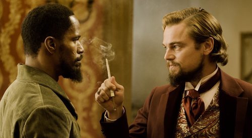 Jamie Foxx y Leonardo DiCaprio ambos luciendo una barba duckatail en la película 'Django' de Tarantino
